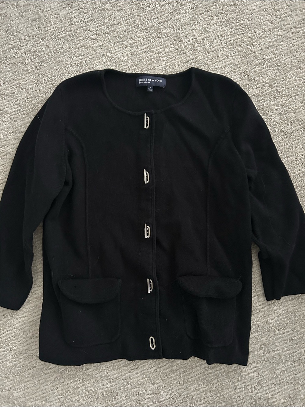 Jones New York Signature Black Vintage Cardigan Jacket Size S